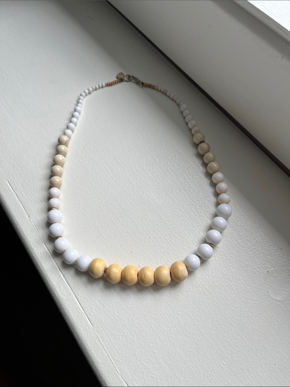 White and Cream Beaded Necklace - Women’s Jewelry